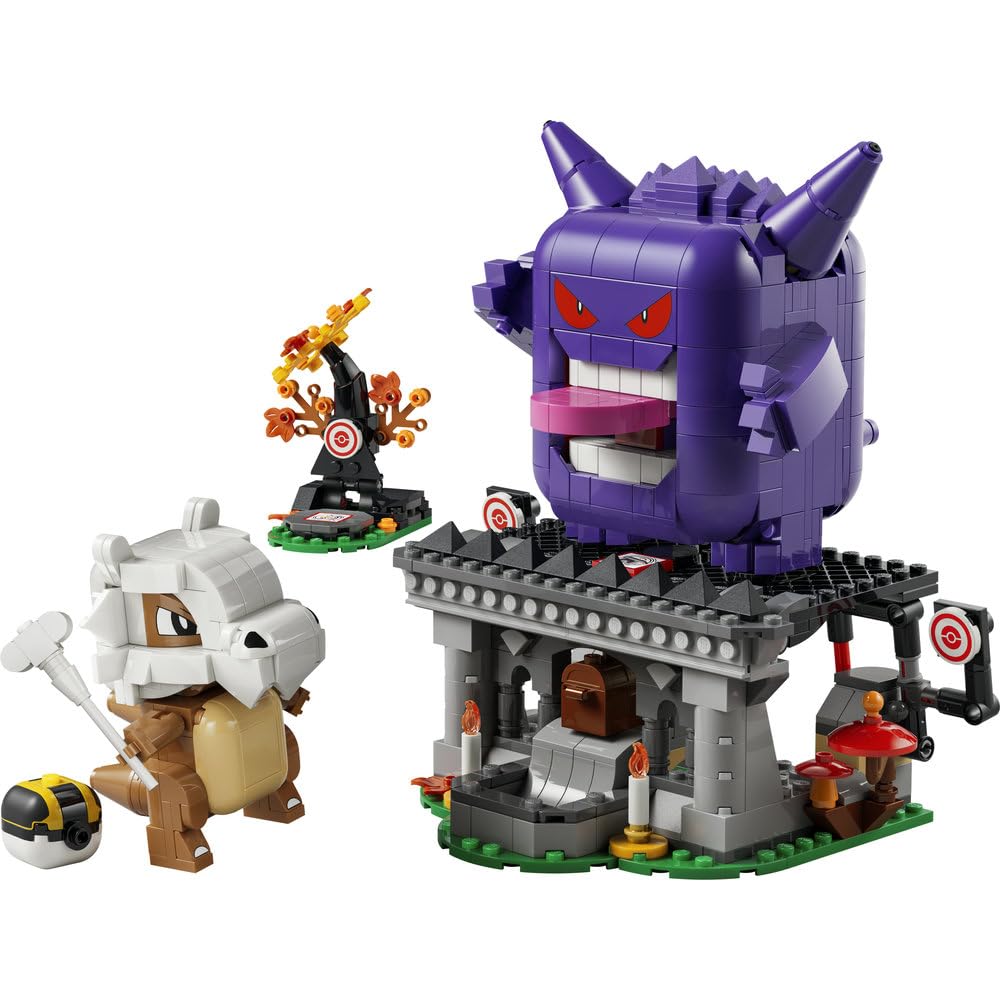 LEGO Pokémon SMART Play: Cubone i Gengar — upiorne starcie 72166 | Interaktywna zabawka z figurkami Pokémonów z klocków, zestaw kompatybilny, prezent dla dzieci 8+, 4 SMART Tagi, 782 elementy