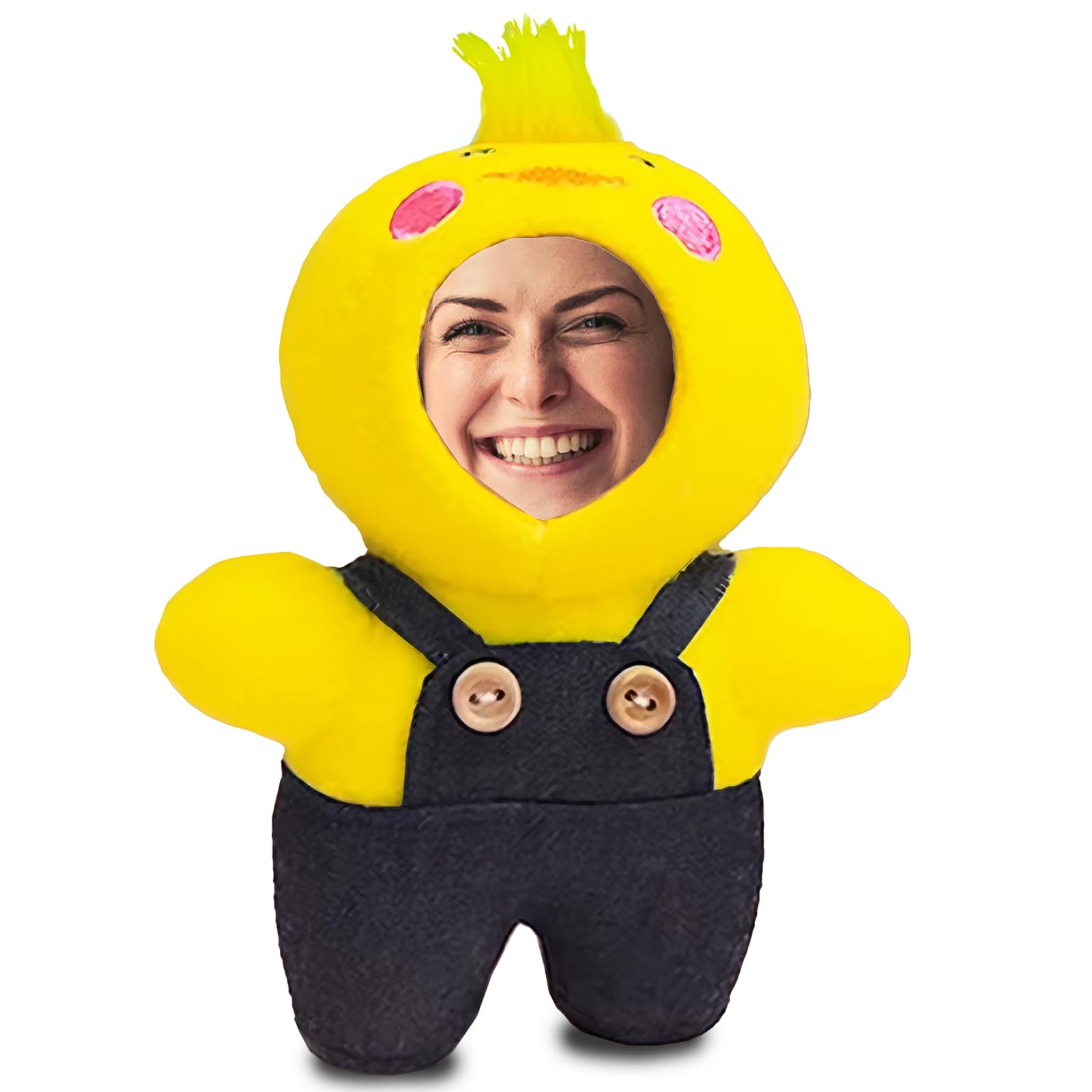 Personalized small animal Stuffed Animal Key Chain– Customizable small animal Plush Toy, Gift with Your Face Photo! (Chick)