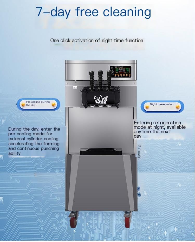 Kommerzielle Dreifachkopf-Eismaschine, Hochleistungs- und Mikrocomputersteuerung für automatischen Betrieb, ideal für Dessertläden mit hohem Volumen und Catering-Services – Bild 6
