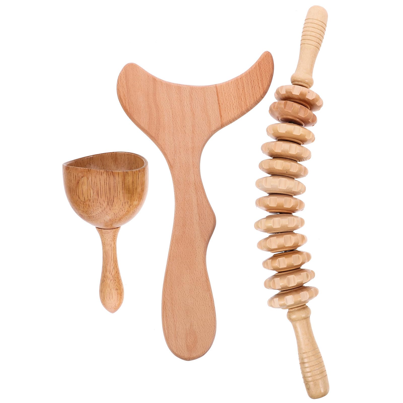 PartyKindom Rodillo de Masaje de Madera Portátil y Práctico para Esculpir el Cuerpo Diseño Especial y Peso Ligero Adecuado para Masaje Muscular y Relajación