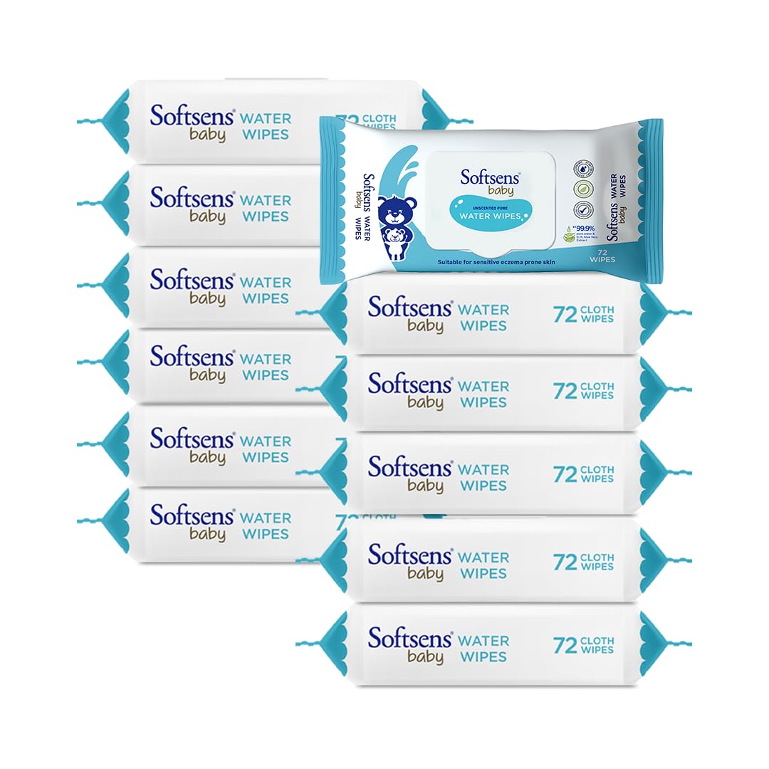 Softsens Baby 99.9% Pure Water Wipes | Pure Aloe Vera Extract with Lid Wipes For Babies (Pack of 12) (B0CQMPH1TT) Amazon Price History, Amazon Price Tracker