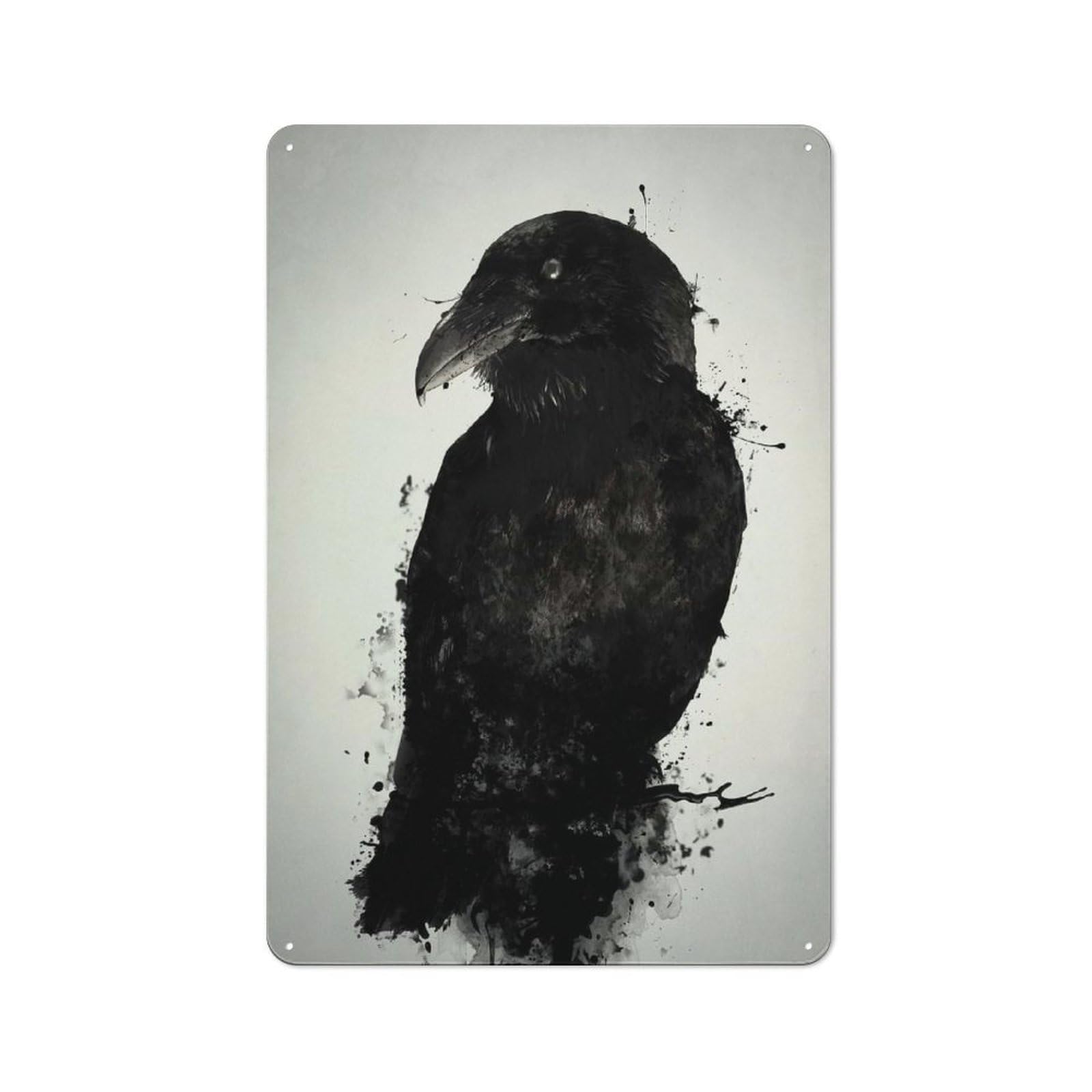 Junmoney The Raven Vintage Metal Sign 30X20cm For Lounge Or Reading Corner, For Garage, Workshop And Man Cave Decoration