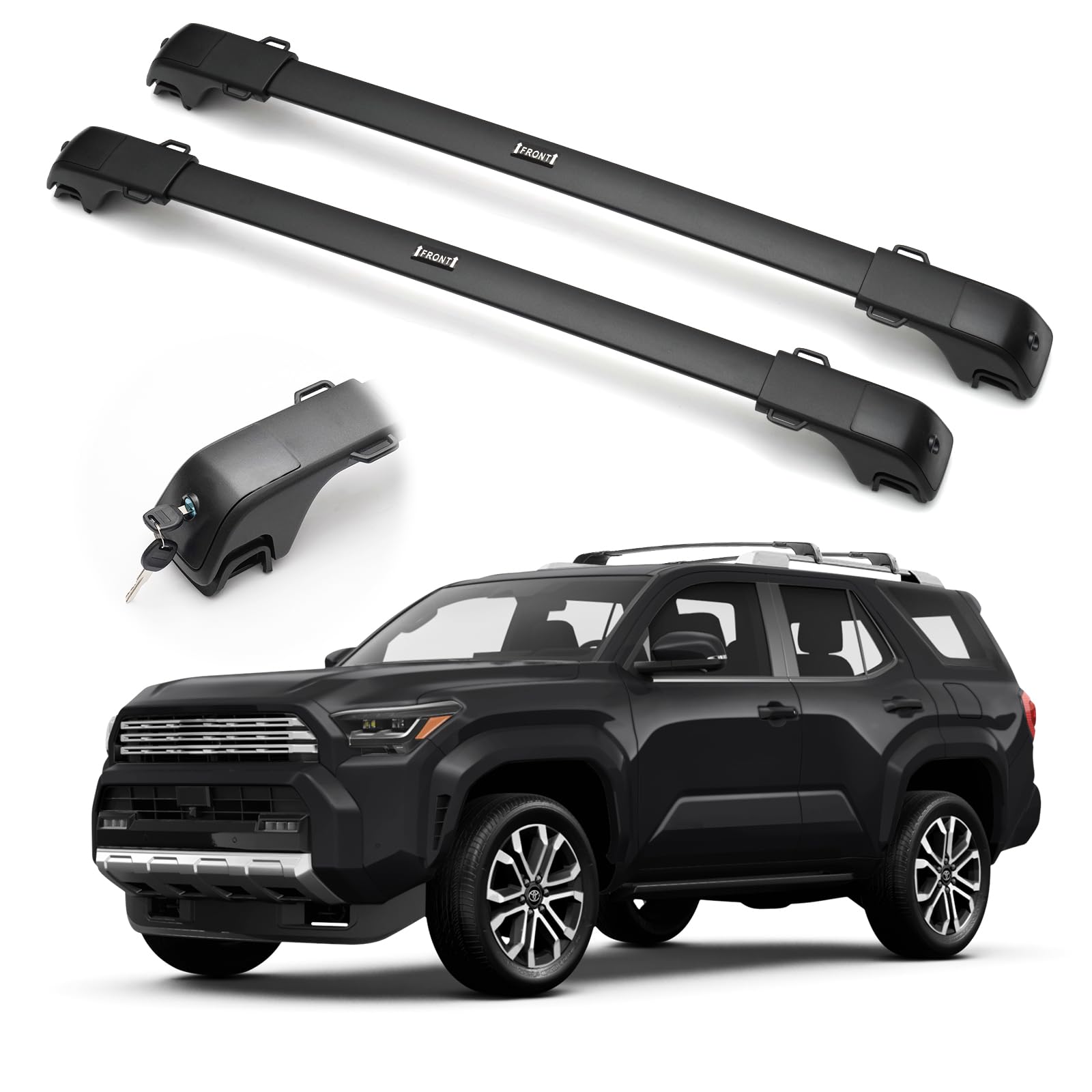 300LBS Lockable Roof Rack Cross Bars Compatible with 4Runner 2025 2026, Anti-Theft Design Heavy Duty Matte Aluminum Roof Rail Crossbars with Raised Side Rails, Rooftop Cargo Carrier Luggage