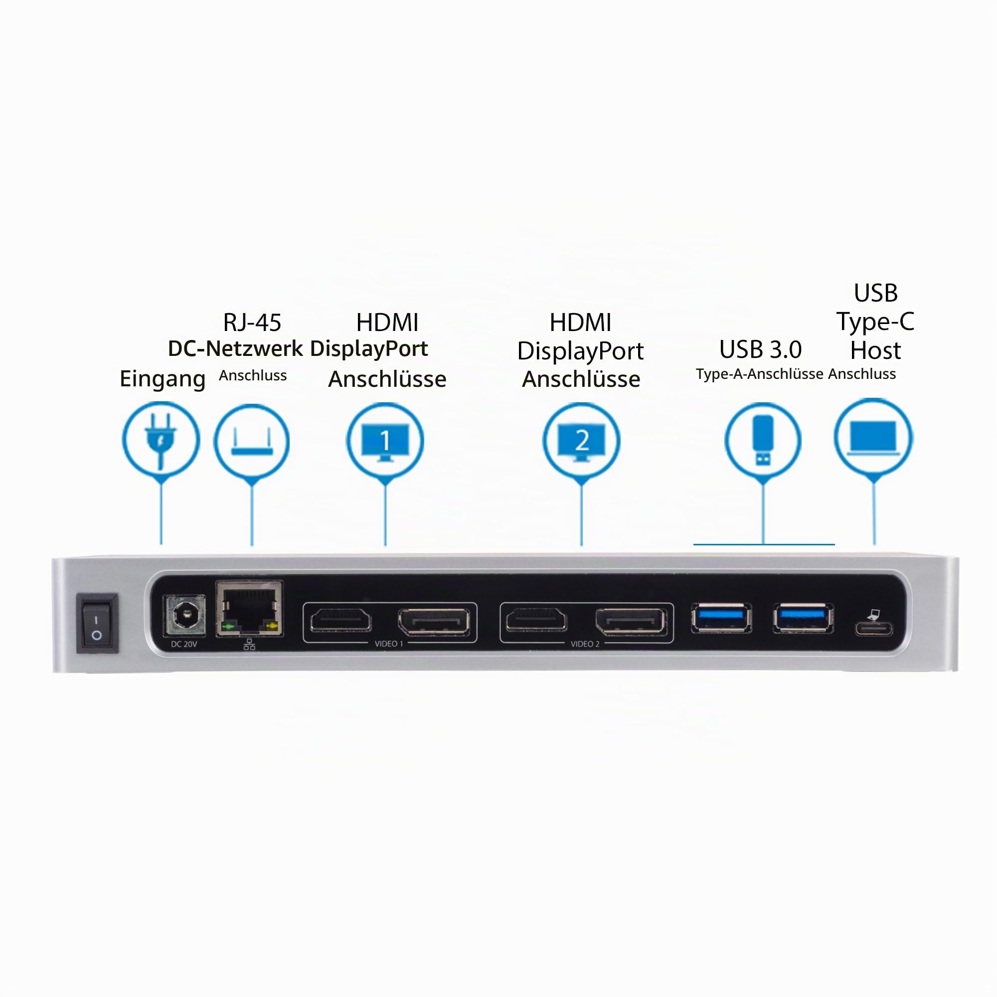 StarTech.com Dual-4K-Dockingstation – USB-C und -A (3.0) – DisplayPort für Zwei Monitore + HDMI-Dock für Mac- und Windows-Laptops (DK30A2DH), Schwarz/Silberfarben