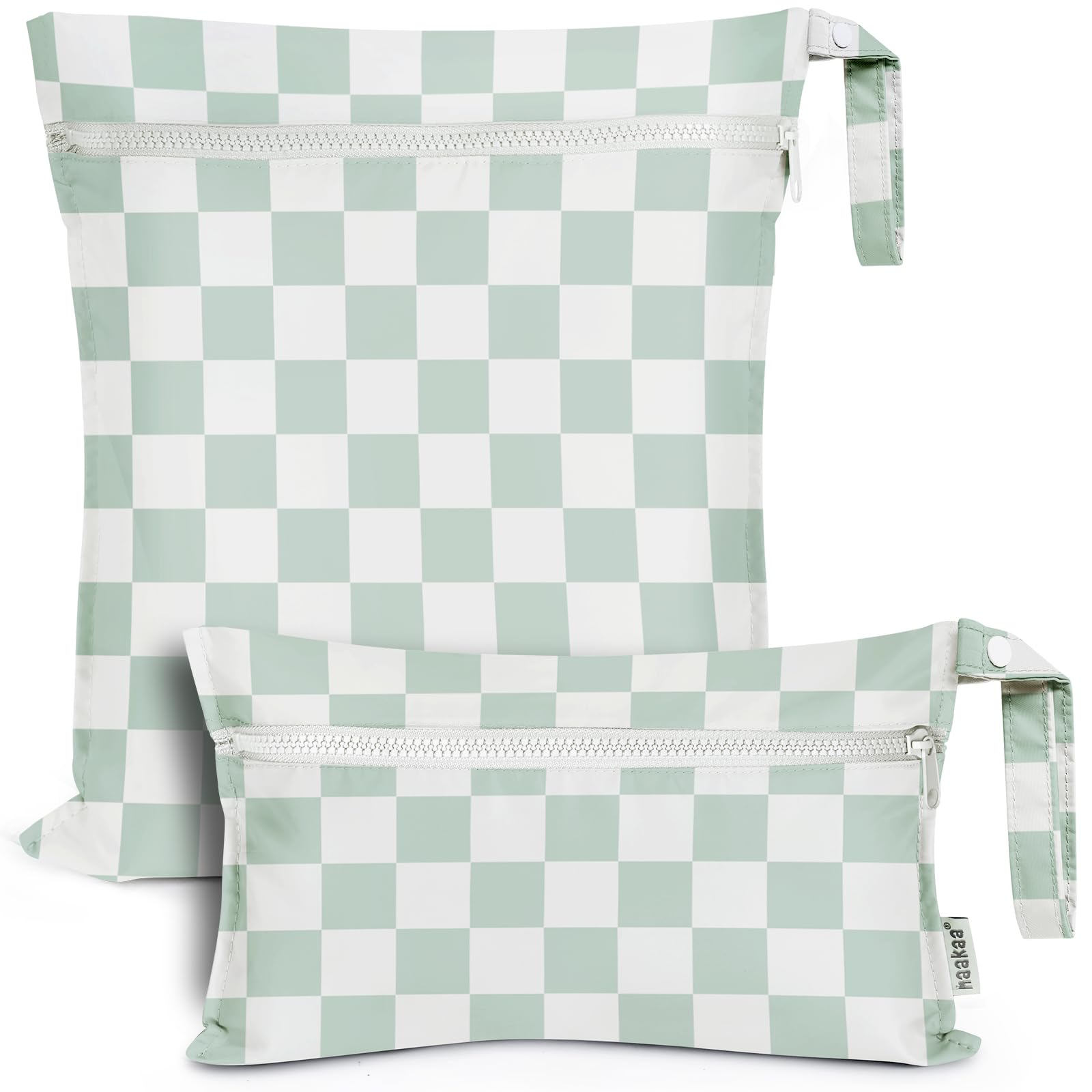 haakaa Water Resistant Wet Bags for Baby Wet Dry Bags for Cloth Diaper, Reusable Wet Bags for Baby Items, Swimsuit & Travel, 2pcs, Checkered Days