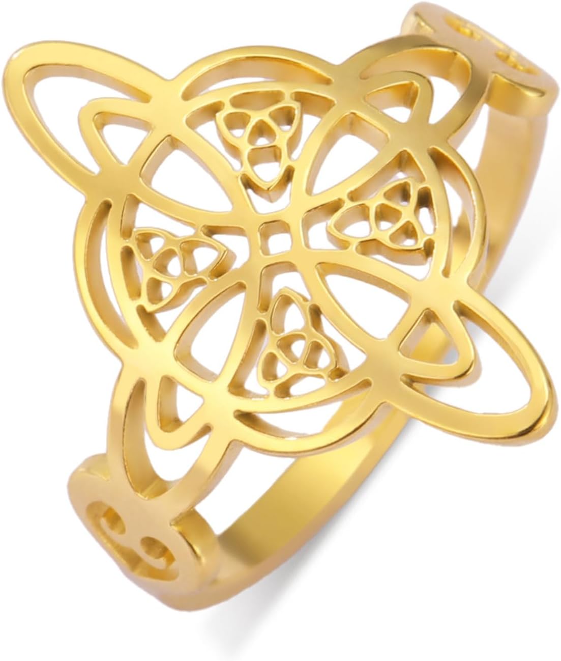 TEAMER Witches Knot Ring - Stainless Steel Celtic Amulet Vintage Knot Ring Wicca Protection Jewelry For Women