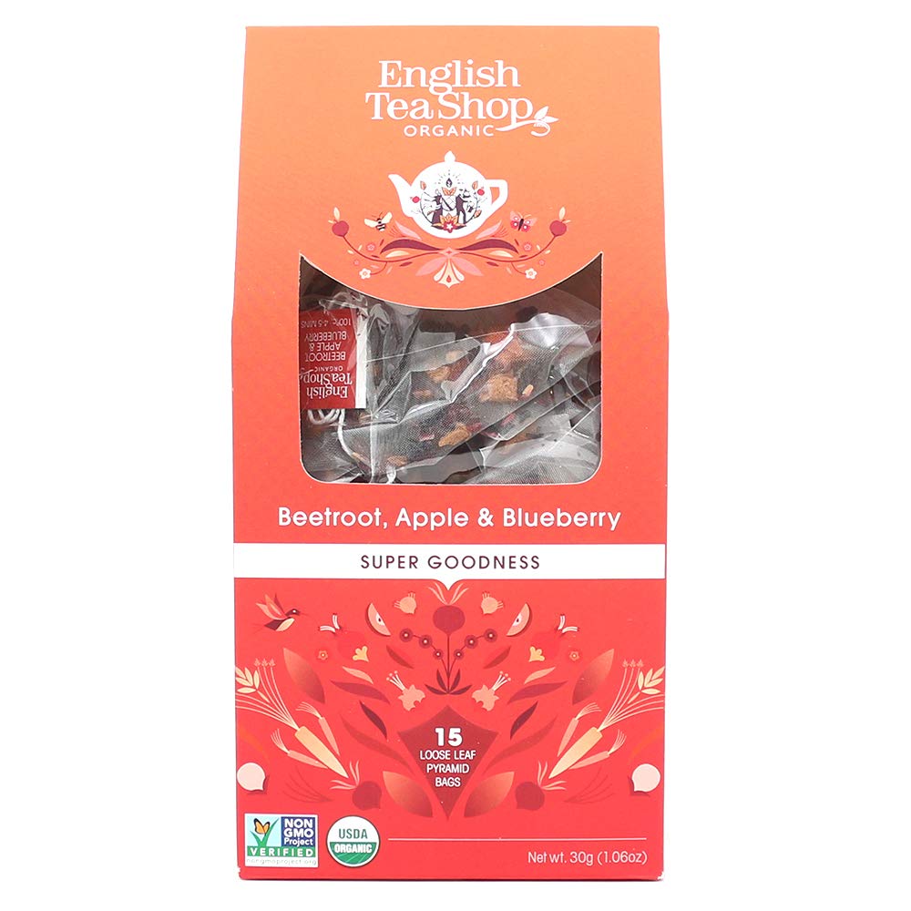 English Tea Shop Organic Beetroot, Apple & Blueberry (15 Pyramids), 30 g