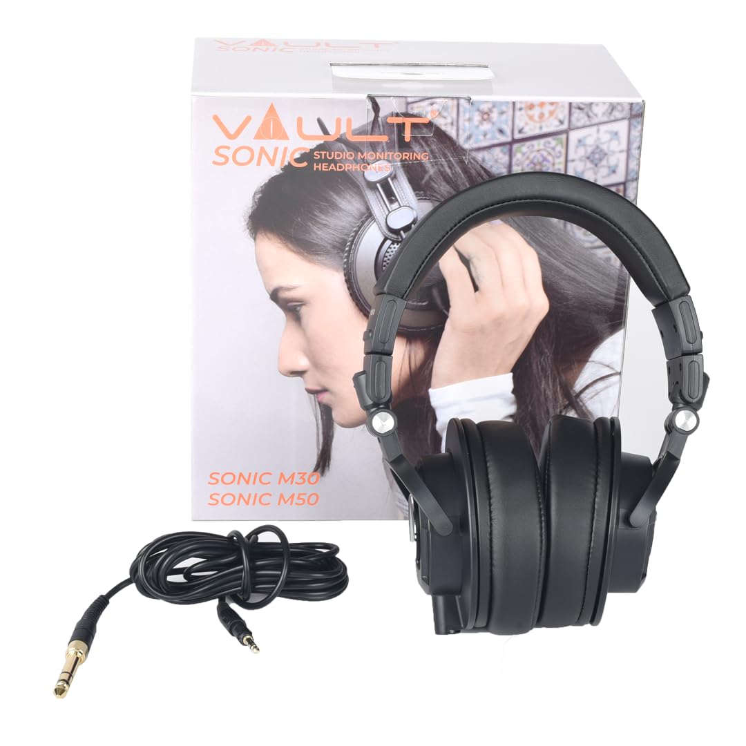 VAULT Sonic M30 Studio Monitoring Headphones - Black - Image 3 thumbnail