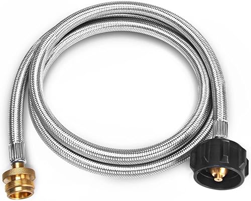 Manguera adaptadora de propano de 6 pies de 1 libra a 20 libras para tanque de propano, manguera trenzada de acero inoxidable para conexión QCC1tipo