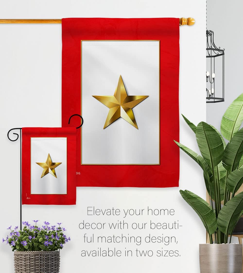 Gold Star Garden Flag Home Decor Banner Wall Art Patio Lawn Front Porch Room Decorations Small Outdoor Tapestry Yard Sign Armed Forces Official US Military Memorabilia Memorial Day Gift Made In USA