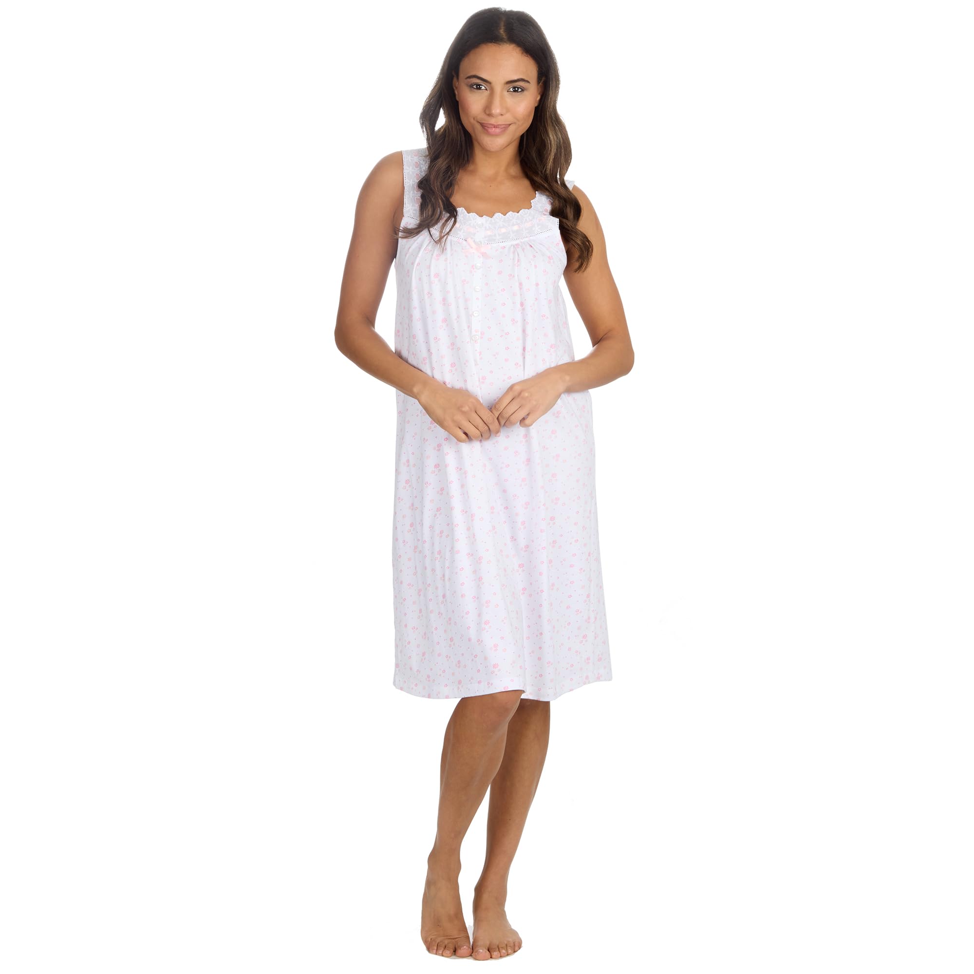 Undercover Ladies Sleeveless Cotton Nightie 34B1958 Pink Floral 22-24