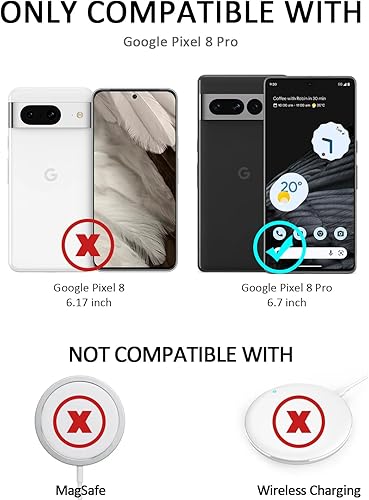 Miniatura 7 de Nvollnoe Funda para Google Pixel 8 Pro con cubierta deslizante para cámara deslizante, probada en caídas, grado militar, resistente, resistente,