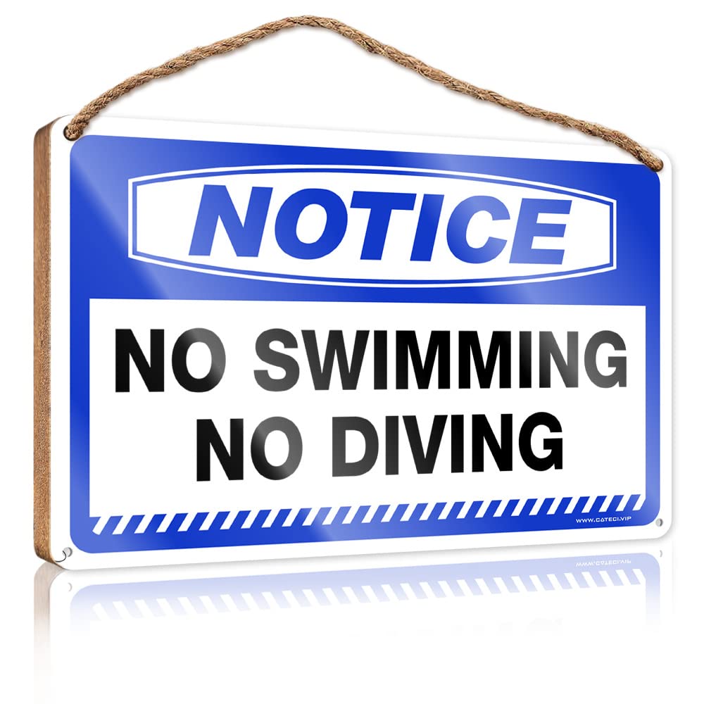 Dtha One Color Fall Signs For Front Porch Notice No Swimming No Diving Wooden Sign Coffee Bar Decor Outdoor Wood Plaque Porch Signs(15X28cm)
