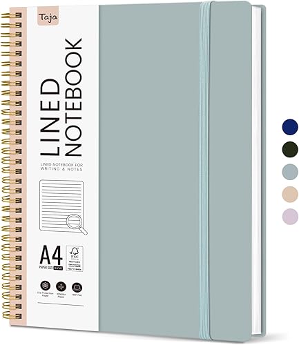 Vista 27 de Taja Cuaderno de puntos en espiral, cuadernos de 8.5 x 11 pulgadas para trabajo, diario grande A4 para mujeres y hombres, diario punteado, cuaderno