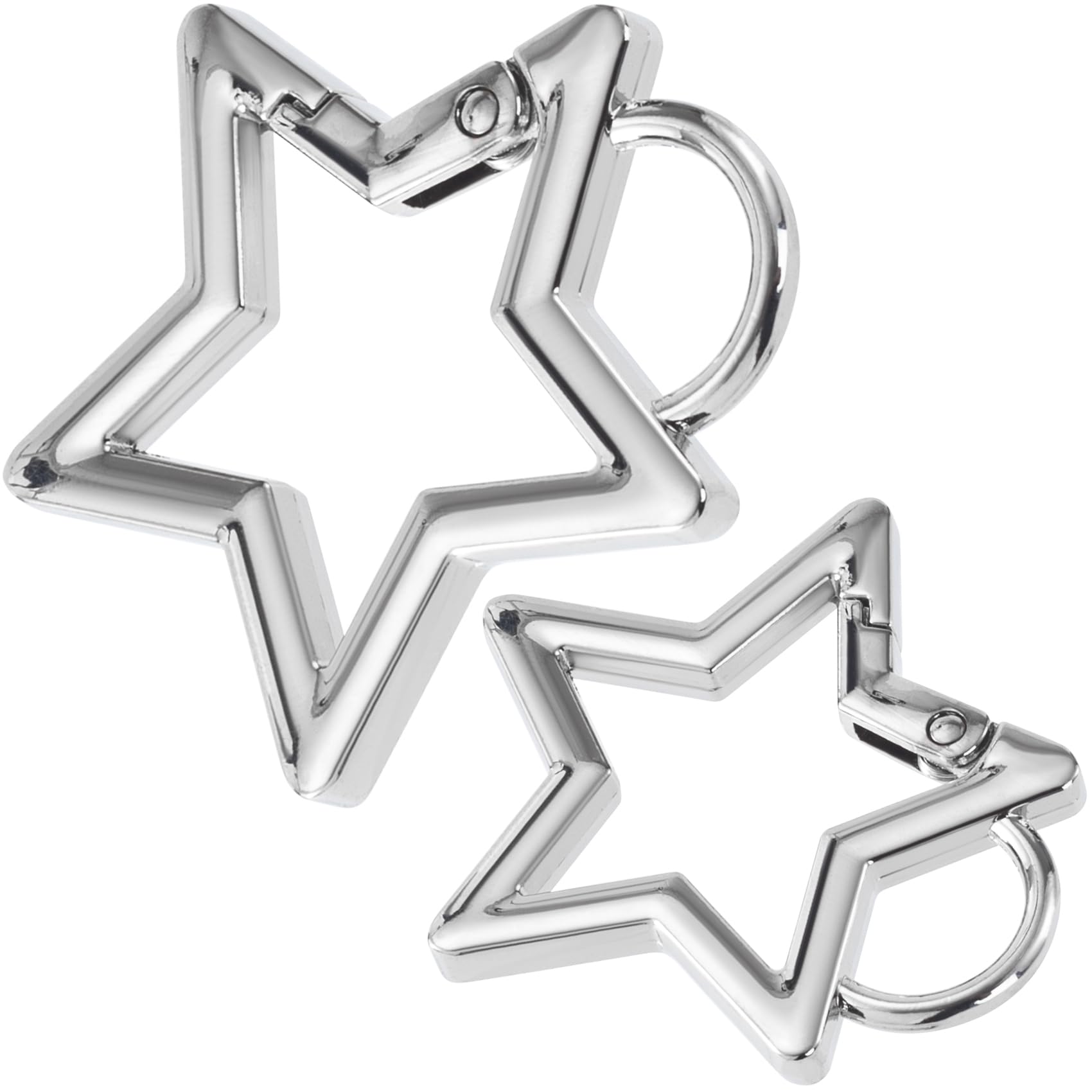 Pndeyo Star Carabiner, Heavy Duty Star Spring Snap Hook Keyring, Zinc Alloy Keychain Clip Outdoor Accessories for Camping Hiking Fishing- Silver &