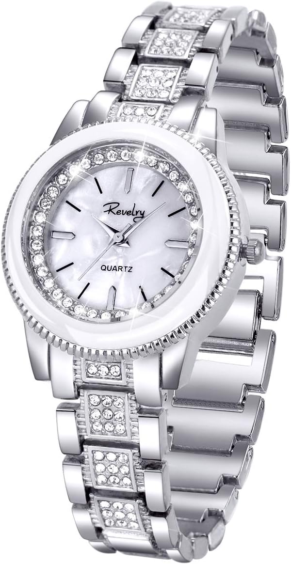 SIBOSUNLadies Watches Sale, Bling Watch Ladies with Silver Stainless Steel Band, Fashion Bracelet Crystal Quartz Novelty Dress Watches for Women
