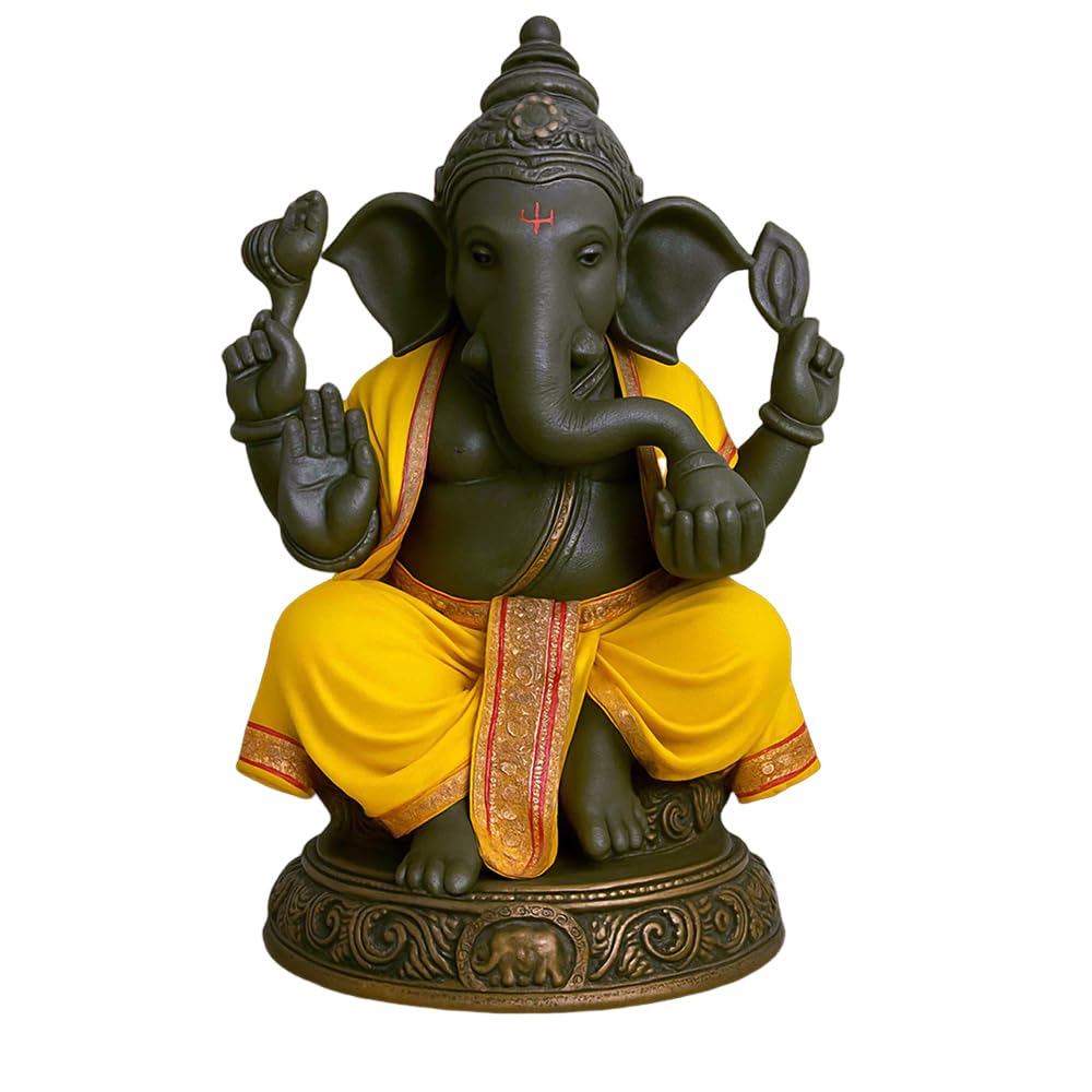 God Dress Set for Ganesh Ji - (18 to 14 Inch), Krishna Ji Standing Idol | Panjakejam Dhoti with Towel for Ganapati | Gauri Ganpati Decoration Accessories (Mango Yellow)-image-44