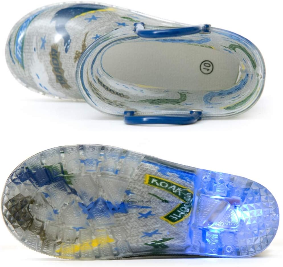 HugRain Light Up Rain Boots for Little Kids 12 Little Kid Dinosaur Grey