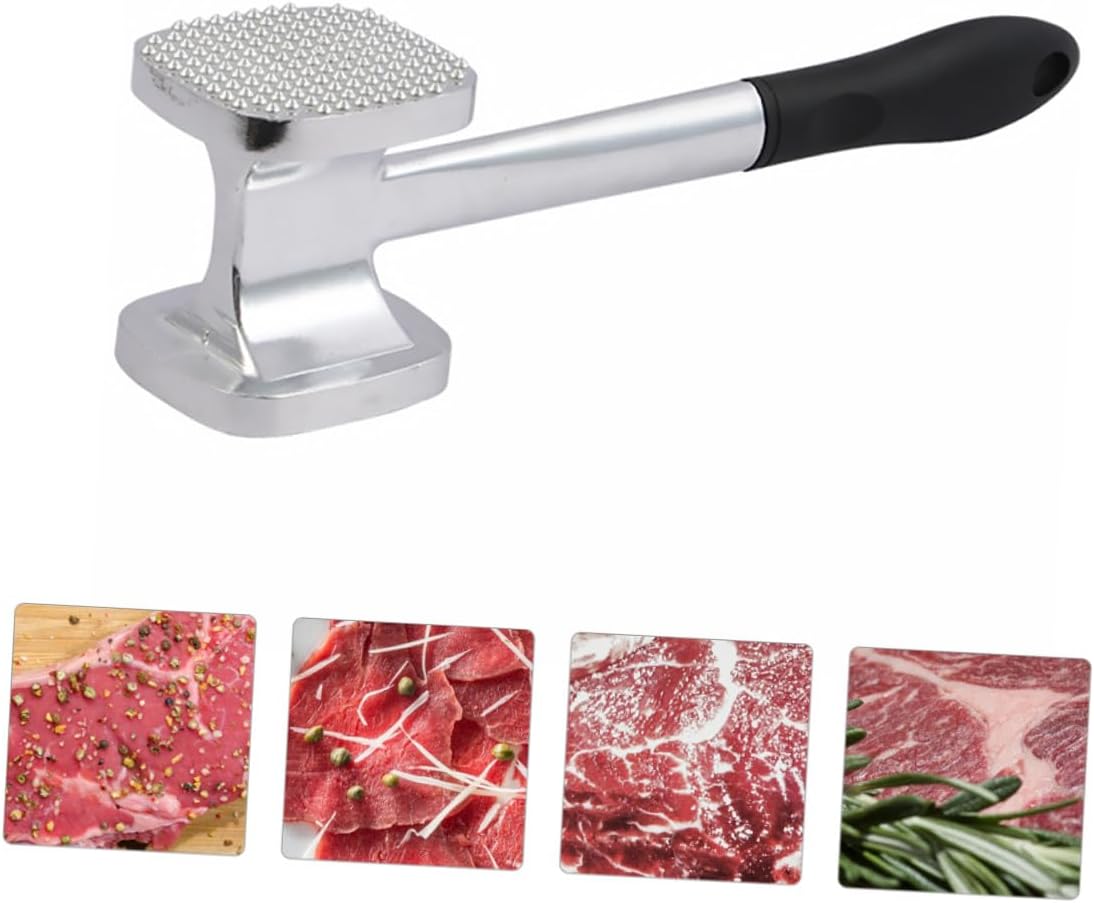 BESPORTBLE Double-sided Aluminum Meat Tenderizer Mallet with Ergonomic Grip Kitchen Steak Hammer for Beef Pork Poultry Non-slip Pounder Tool for Efficient Meat Softening and Barbecue