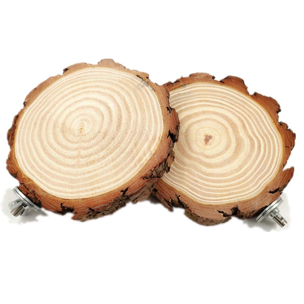 Ewook2 Pack Round Bird Cage Perchs Sleeping Stand Playground Accessories for Parakeets Cockatiels Conures Macaws Parrots,Wood Bird Perch