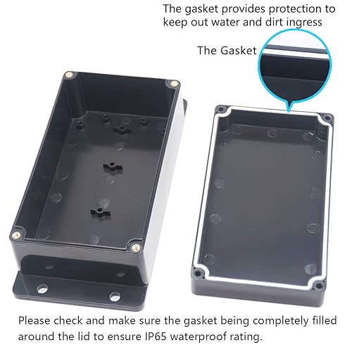 Miniatura 4 de Zulkit Caja de conexiones plástico ABS a prueba de polvo impermeable IP65 universal cajas eléctricas recinto de proyecto con oído fijo negro