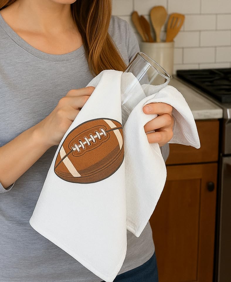 Football Kitchen Towels – Set of 2 Waffle Weave Microfiber Dish Towels – Quick-Dry & Super Absorbent – 16" x 24", White – Game Day & Tailgating Gift - Image 5