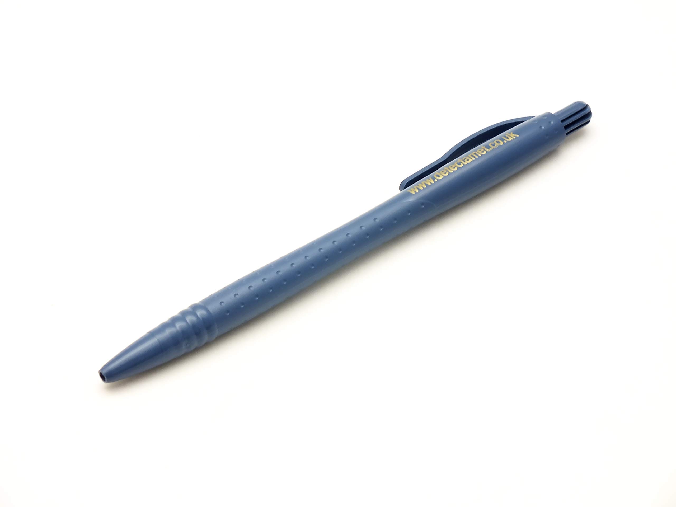 Metalldetektierbarer Röntgenstift, lebensmittelecht, mit Taschenclip, blaues Gehäuse, blaue Tinte, 50 Stück