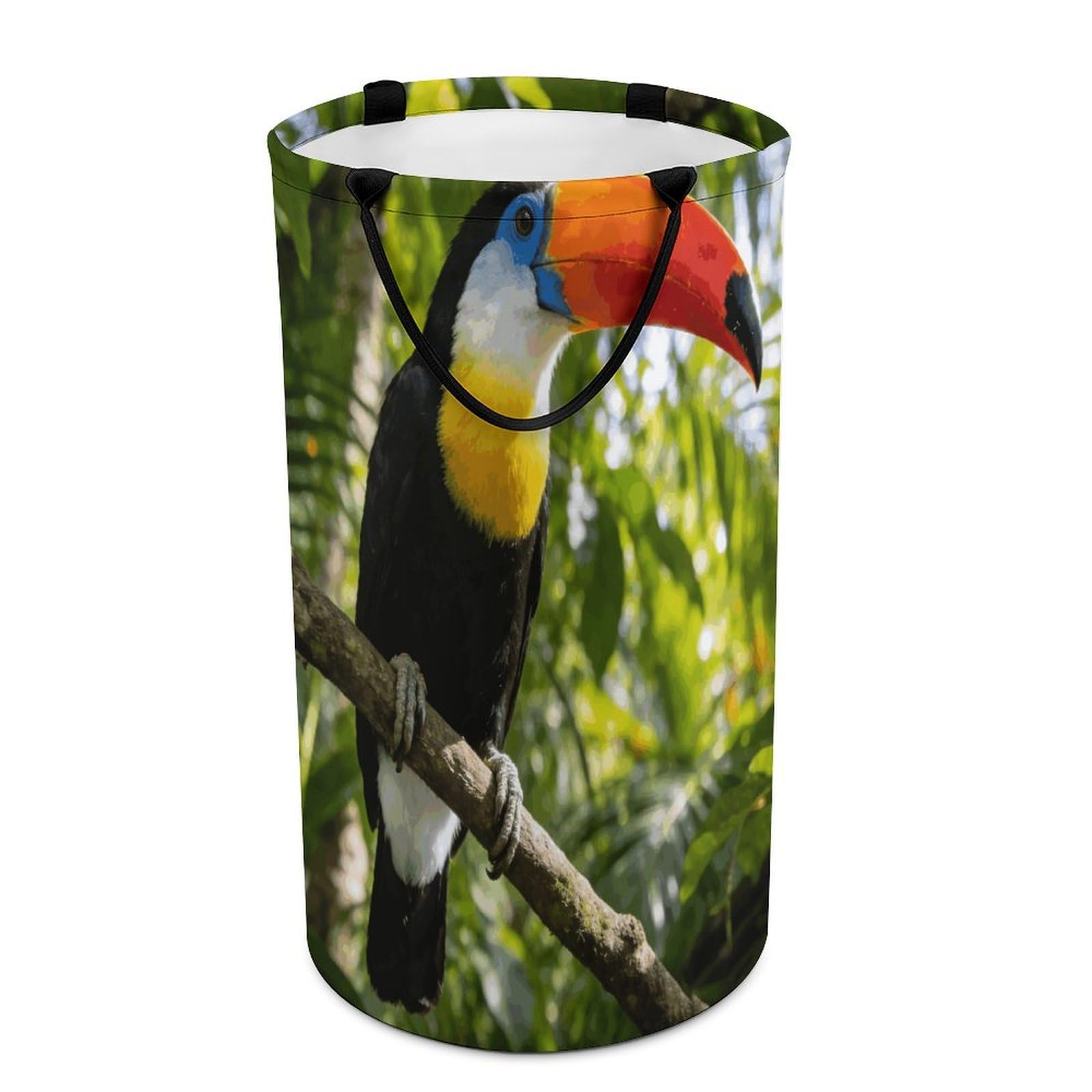 Toucan Laundry Hamper Large Capacity Laundry Basket with Handles Waterproof Freestanding Dirty Clothes Basket Collapsible Portable Clothes Hamper for Daily Use