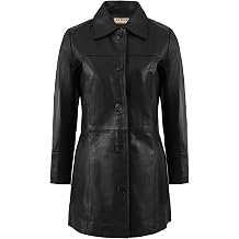 Womens Lambskin Leather Car Coat Classic 3/4 Length Style Overcoat