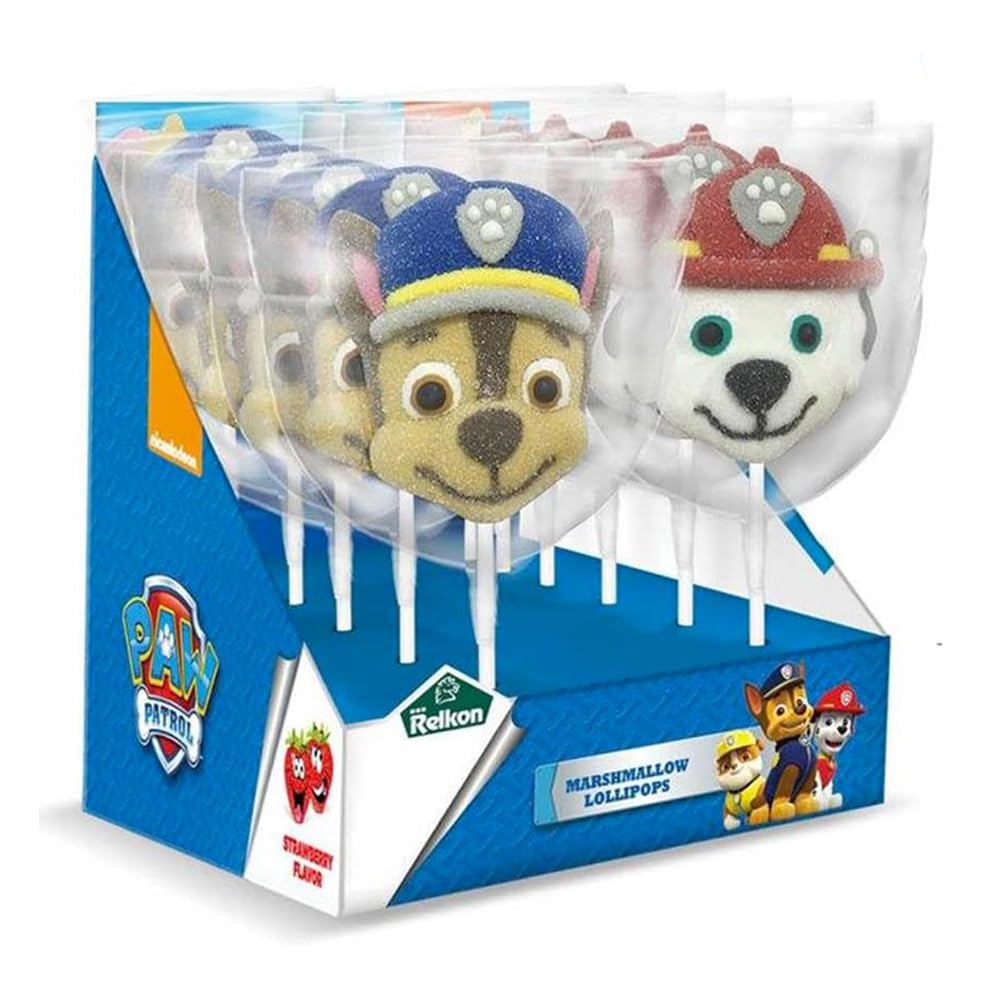 Rossini's Paw Patrol Marshmallow Gusto Frutta Espositore da 12 Unità da 45 gr Ideali Per Feste Compleanni Party Bambini