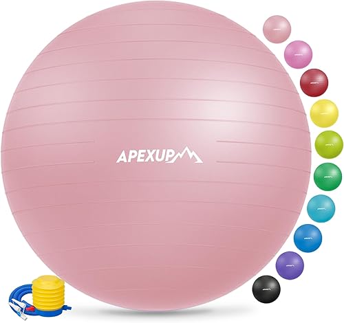 APEXUP Pelota de yoga antideslizante, de estabilidad, resistente para pilates, gimnasio, acondicionamiento físico, equilibrio, entrenamiento para