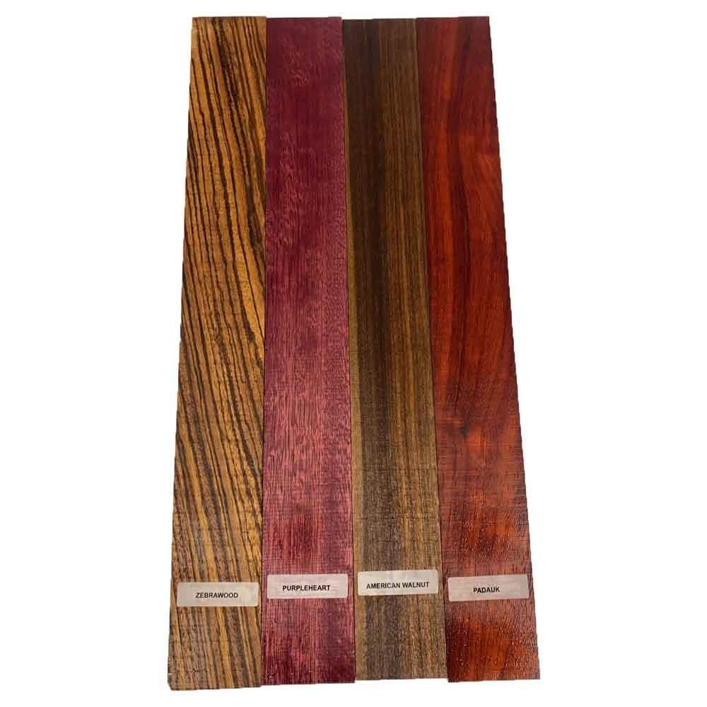 4 Pack Combo, 4 Species of Thin Lumber Boards/Ideal Cutting Board Blocks 3/4" x 2" x 18"