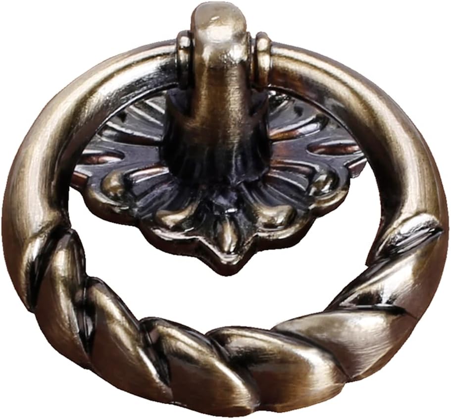 6 Pack Retro Style Bronze Drop Ring Cabinet Drawer Pull, Alloy Wardrobe Furniture Drawer Pulls Handles,Bathroom Dresser Pull Knobs,with Screws Luxury Hardware Kitchen Cupboard Pull