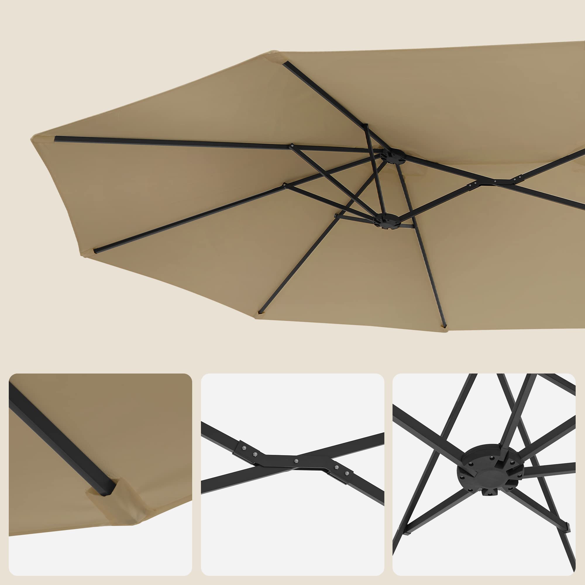 SONGMICS Ombrellone Doppio da Giardino, Parasole di 460 x 270 cm, Extra Grande, UPF50+, con Manovella, per Mercato Esterno Terrazzo, Base non Inclusa, Tortora GPU36BR