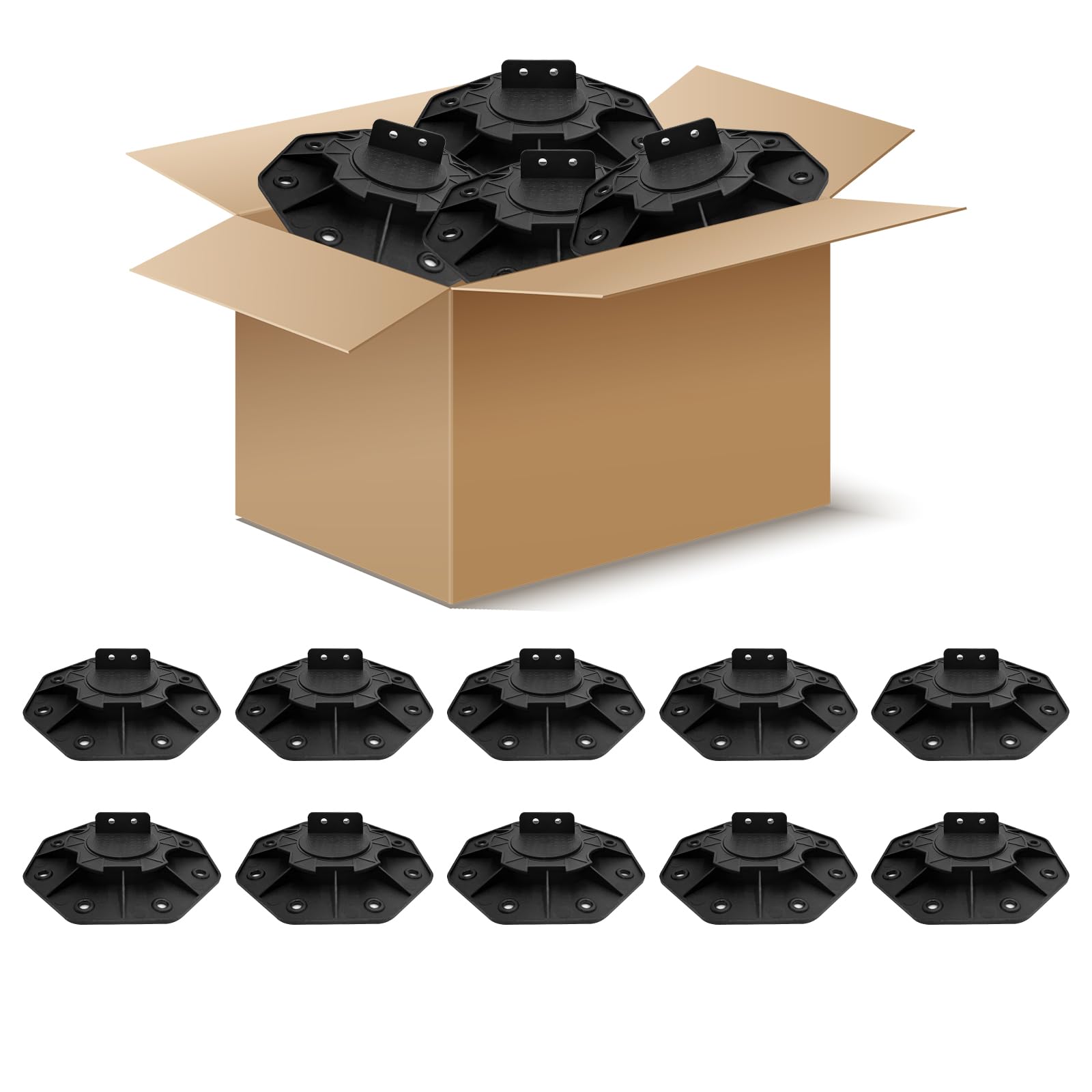 Lot de 10 roulements de piédestal de terrasse, hauteur réglable 18-30 mm, PP, pour fontaines à eau et jardins
