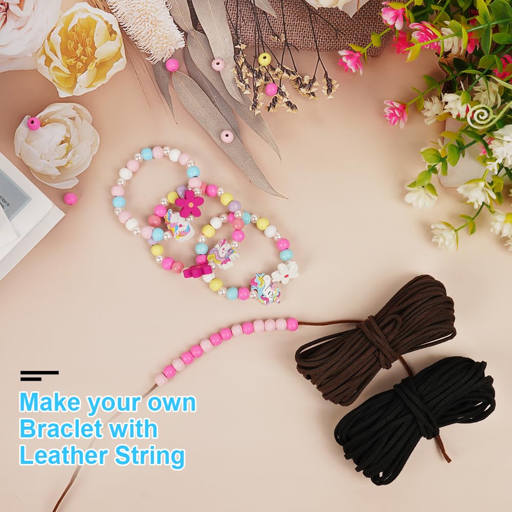 AUAUY 3Rolls 10m X 2mm Faux Suede Leather String, Leather Necklace Cord for Jewellery Making Black, Dark Brown - Image 4