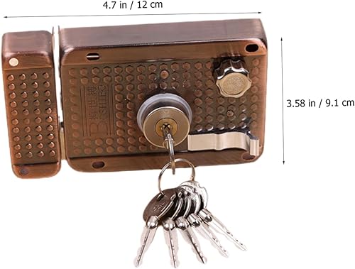 Miniatura 8 de Angoily Cerradura de puerta Cerradura de seguridad interior Hardware de puerta vintage Pestillo de noche resistente Perillas de puerta antiguas de