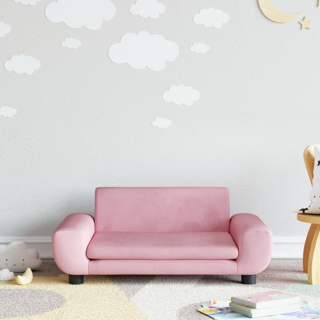 Homgoday Canapé pour enfants, rose, 70 x 45 x 33 cm, en velours, canapé, salon, canapé, salon, canapé, canapé, jardin, salon, terrasse extérieure, mobilier