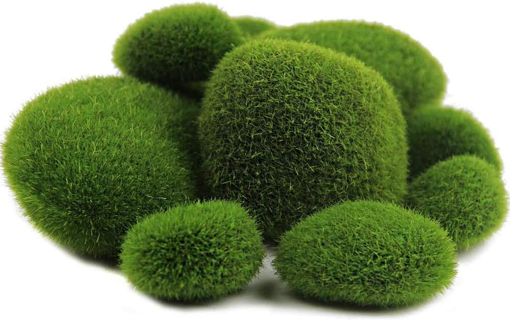 kaveno Green Artificial Moss Balls Decorative Stones, Varying Sizes, Ideal for Vases, Table Decor, Planter Decor, Weddings, Parties, Special Events (20 Pieces)