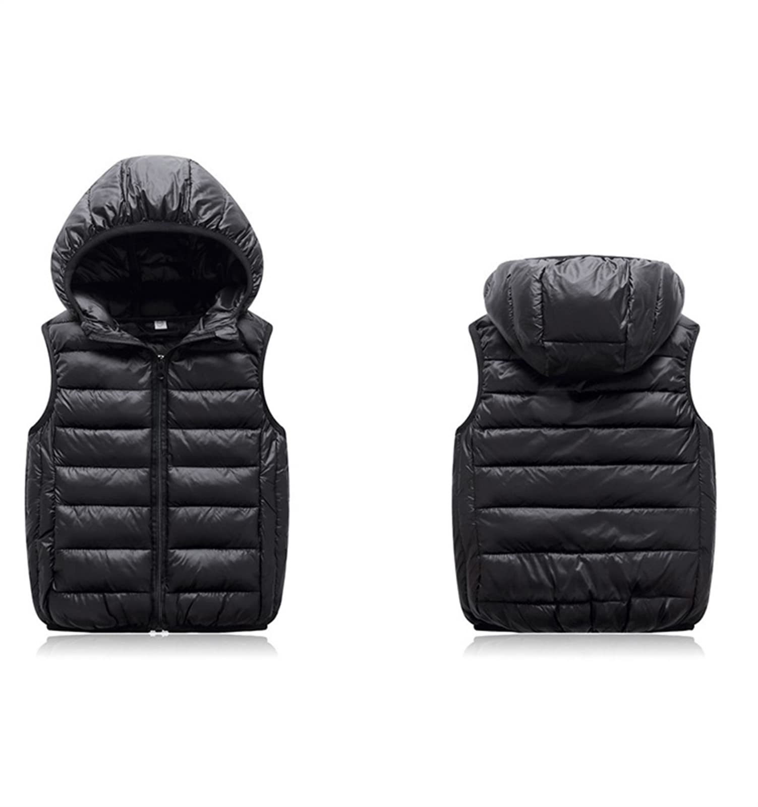 Gilet sans Manche à capuche léger et chaud pour garçons filles, Veste sans manches Automne Hiver,Le noir,13-15 ans