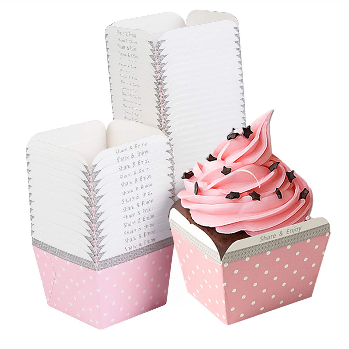 Sweet sevenCharming Pink Paper Baking Cups - Ideal for Weddings, Birthdays, Baby Showers - Square Cake Wrappers, Cupcake Liners, Muffin Cases - Delightful Dessert Holders!