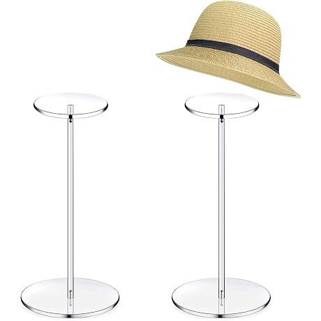 2 Pack 12-Inch Clear Acrylic Hat Stands for Display, a Must-Have for...