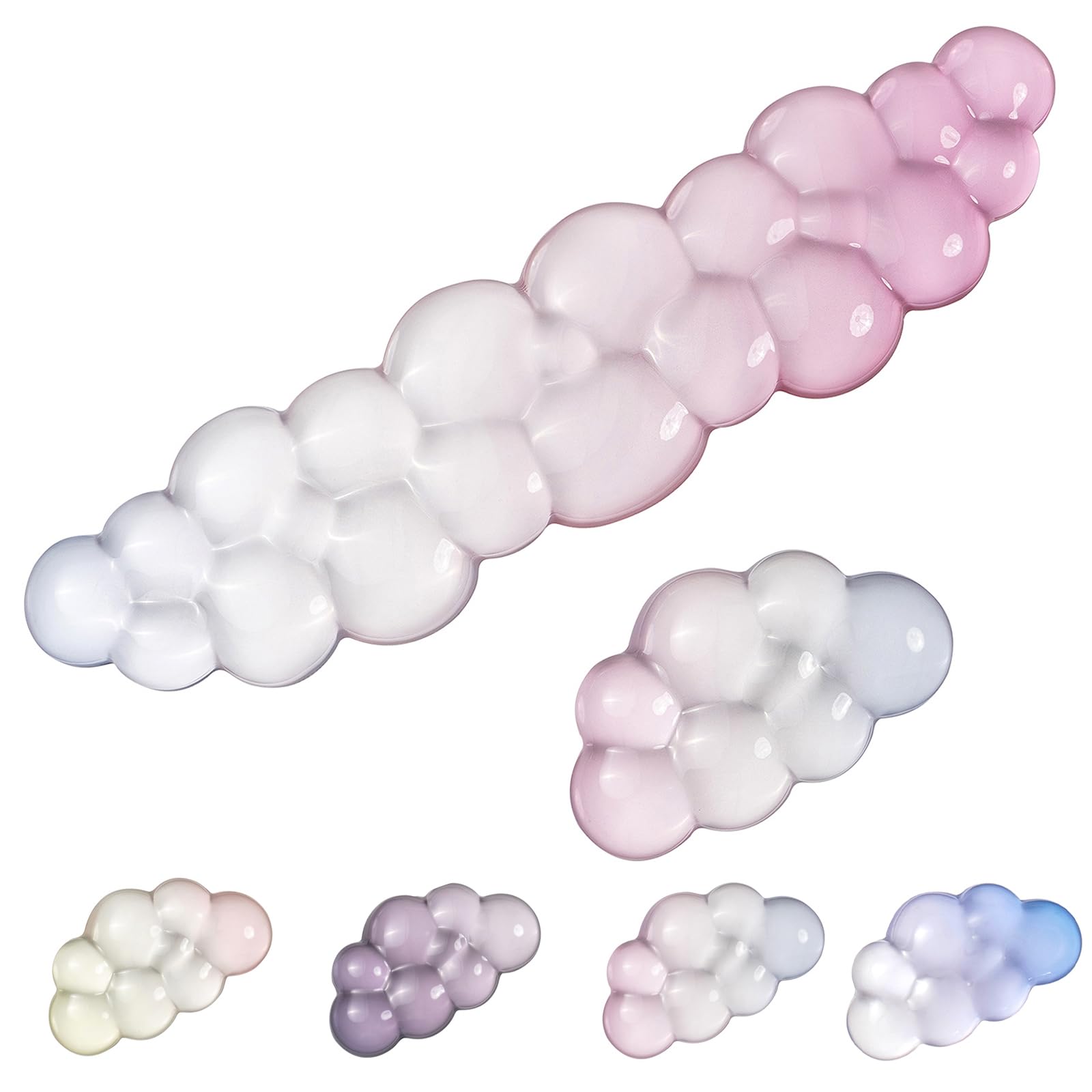 SUEHIODHY Gel Keyboard Wrist Rest Cloud Set, Clear Ergonomic Wrist Support and Arm Support Keyboard Rest for Typing Pain Relief, with Non-Slip Soft