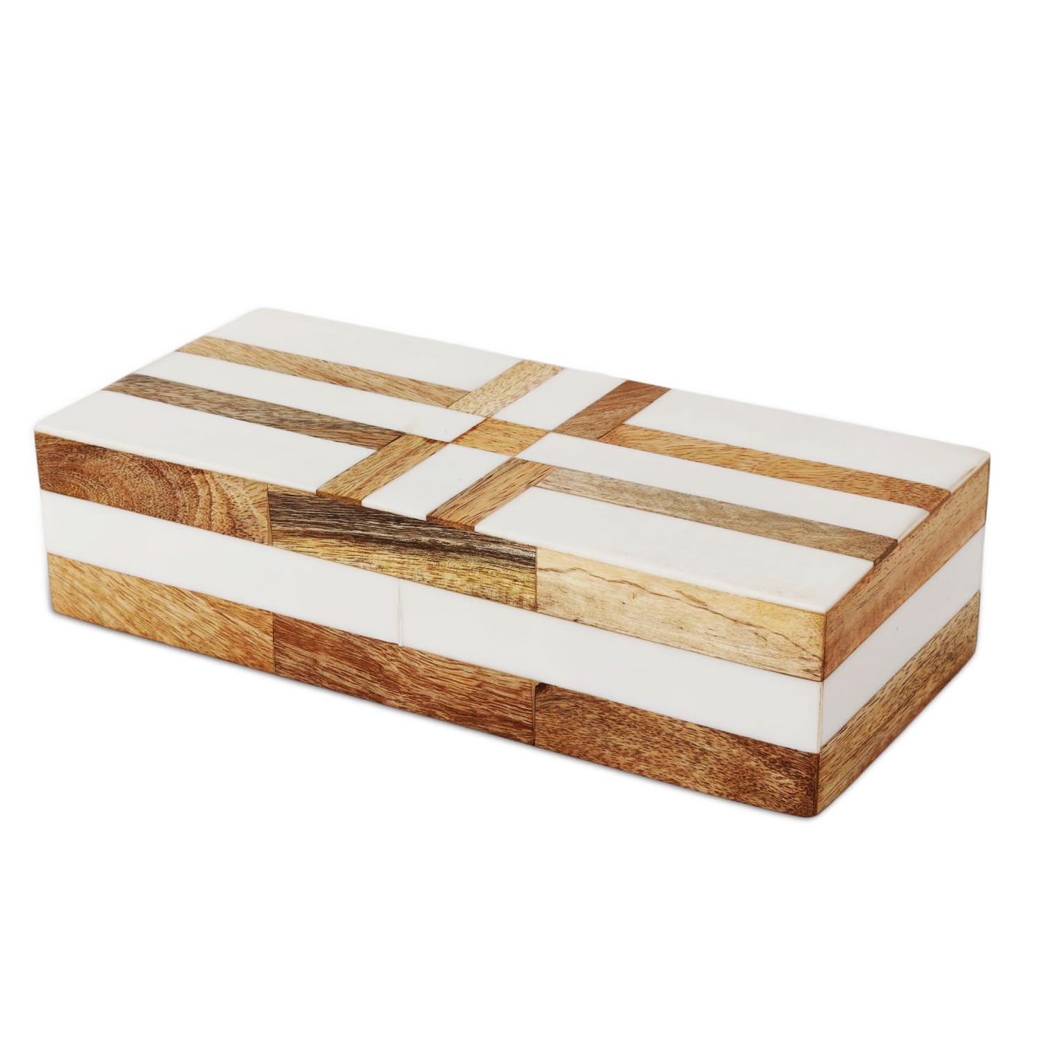 Handicrafts Home Handmade Decorative Storage Box with Lid – Jewelry Organizer, Keepsake Holder Patisserie Delight Collection, Made with Resin Inlay, Wood & Pine MDF - 10x4.5x2.5 Inches