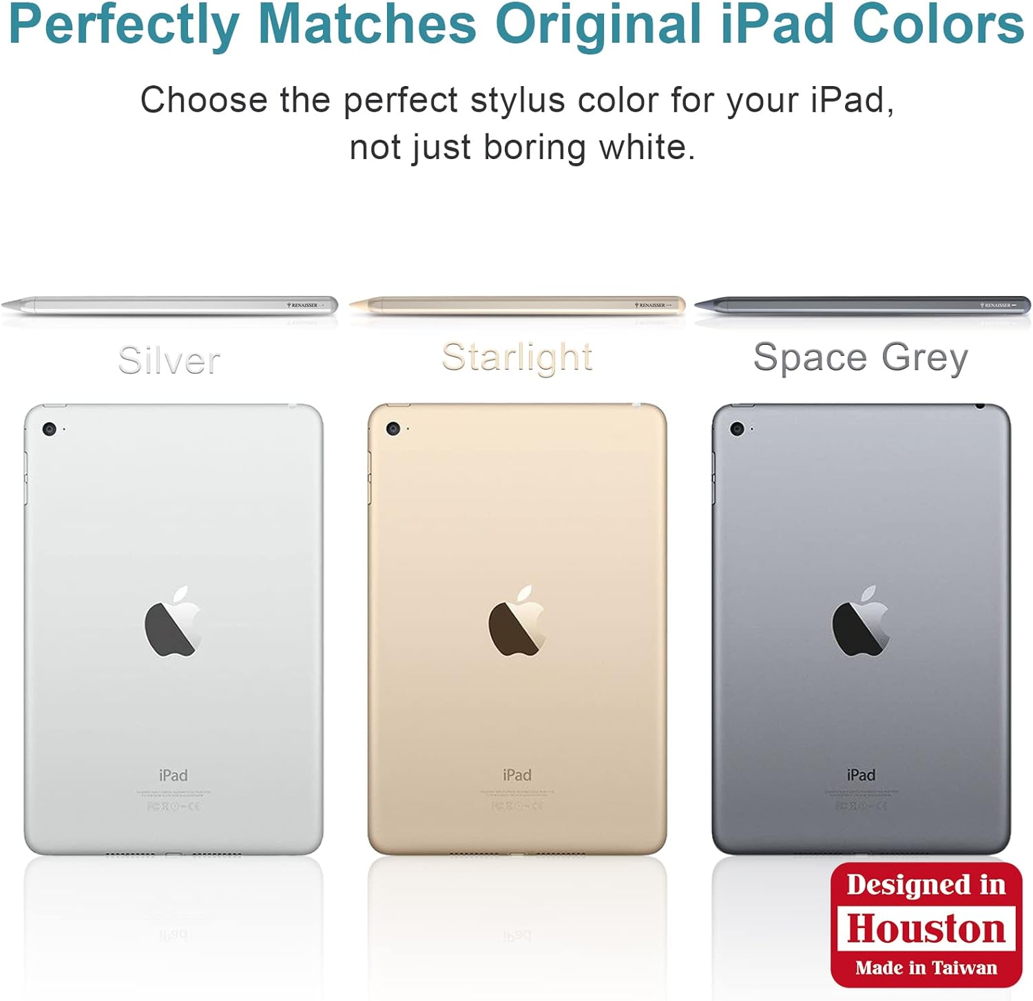 RENAISSER Turing 520 Stylus Pen in various colors matching iPad models