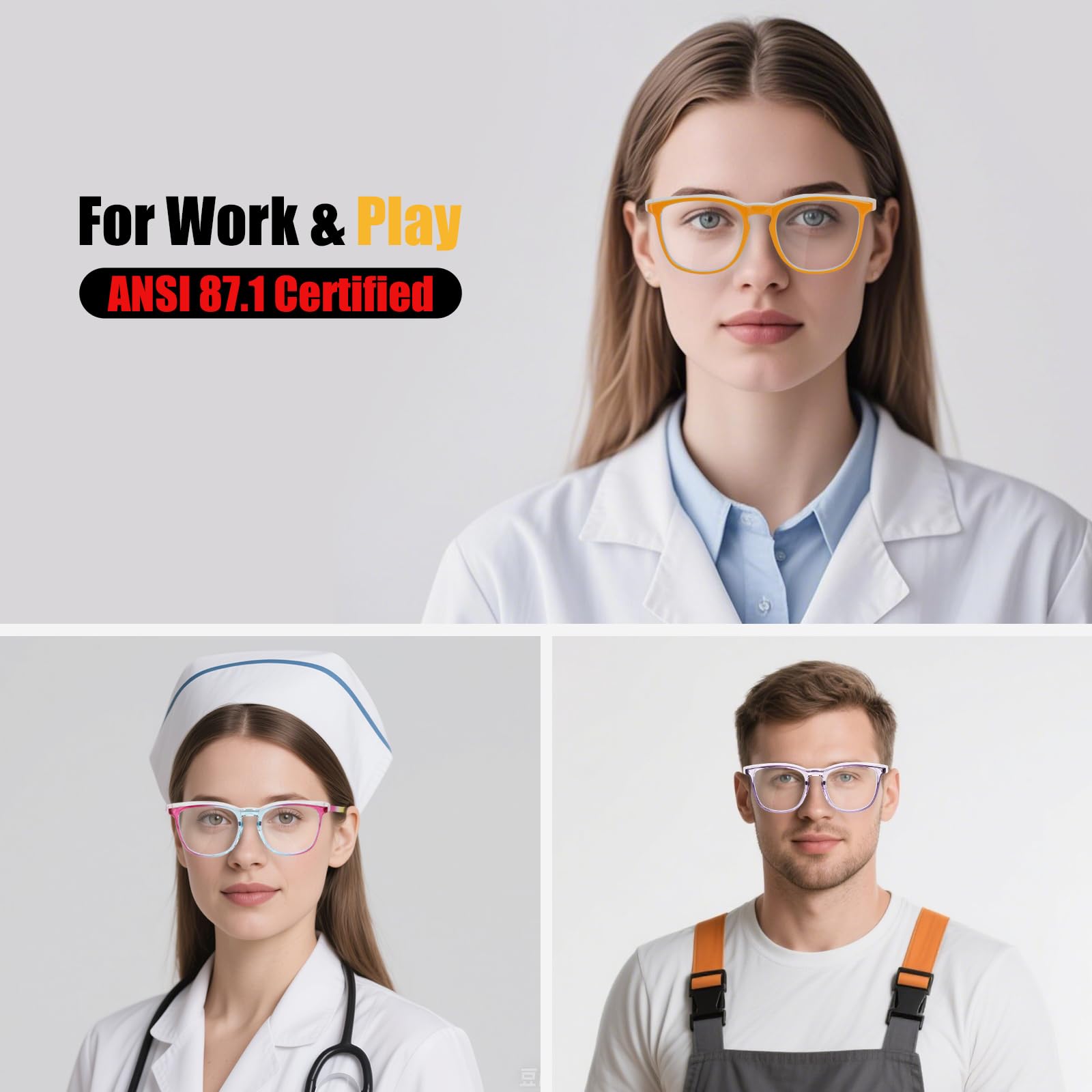 KeeiZoes Gafas de seguridad antivaho para mujeres, enfermeras, gafas protectoras de luz azul y bloqueo UV
