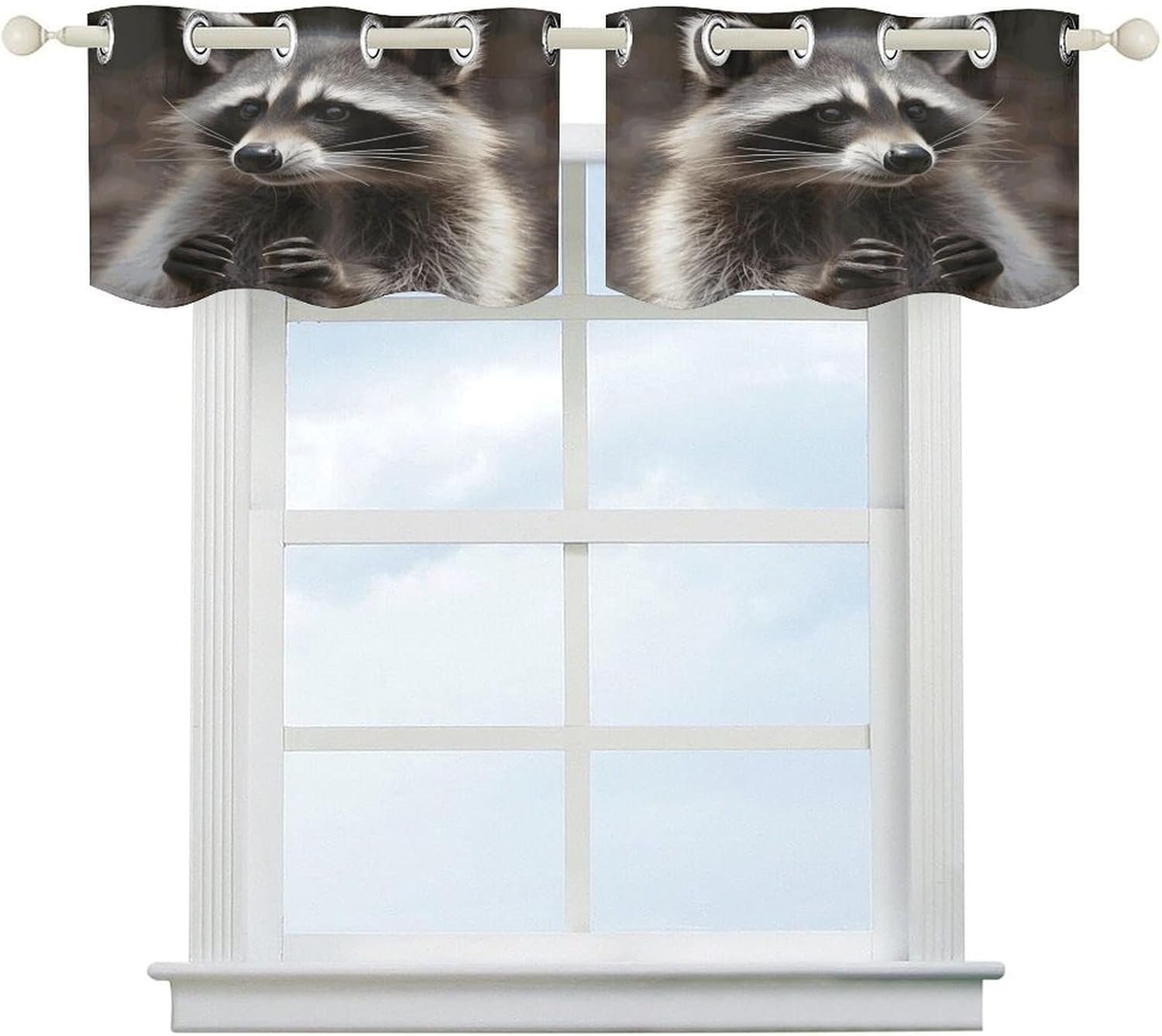 Raccoon 2 Pack Valance Curtains Window Treatments. Adjustable Curtain with Rod Pocket.Cafe Curtains is Half Curtains for Privacy Decorative 52x18.1 Inch.