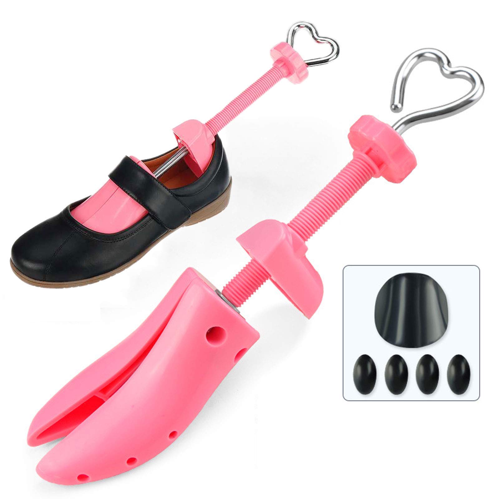 Hormas para Mujer, 1 par de hormas de aleación de plástico Expansor de Zapatos Extensor de Zapatos Horma Ajustable en Largo y Ancho, Mango en Forma de corazón, Amarillo, S (Rosa S)