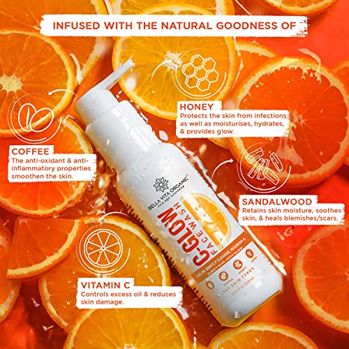 Bella Vita Organic Vitamin C-Glow Natural Face Wash with Honey, Aloe and Sandalwood, Oil Control, Acne Removal and Glowing Skin for Men and Women - 100 ml - Image 3