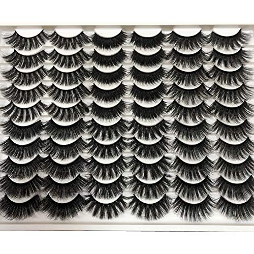 Pooplunch False Eyelashes 30 Pairs 6 Styles Natural Faux Mink Lashes Volume Fake Eye Lashes Thick Crossed Fluffy Volume Soft Reusable Lash Pack